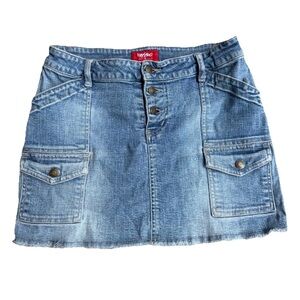 Mossimo Vintage Y2K Denim Jean Micro Mini Skirt Light Wash Festival Sz Womens 7